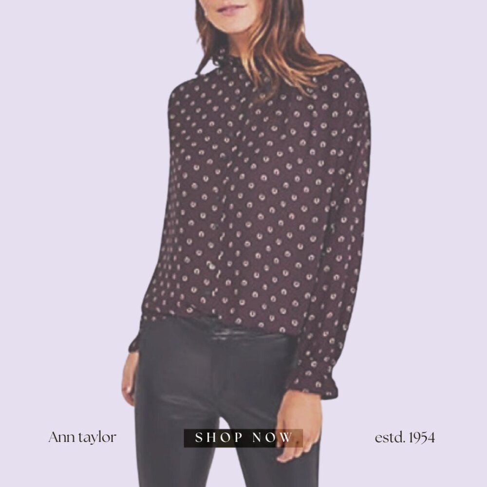 Ann Taylor Plum Horseshoe Print Blouse – Size XL